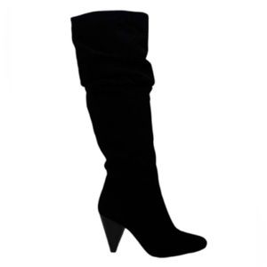 INC International Concepts Gerri women pull on ruched dress boots black suede